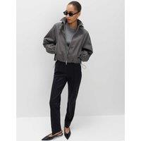 M&S Jersey Twill Straight Leg Ankle Grazer Trousers Black