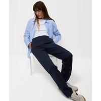 M&S Jersey Twill Straight Leg Ankle Grazer Trousers Dark Navy