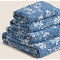 M&S Super Soft Pure Cotton Floral Jacquard Towel Light Blue