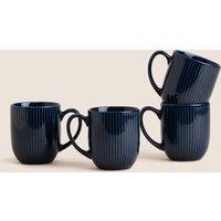 Set of 4 Ribbed Glazed Mugs