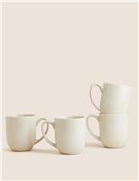 Set of 4 Ribbed Glazed Mugs