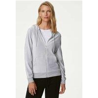 M&S Velvet Hoodie Pearl Grey