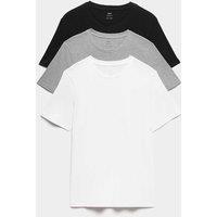 M&S 3 Pack Pure Cotton Crew Neck T-Shirts Grey Mix