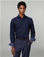 JAEGER Tailored Fit Pure Cotton Shirt Navy