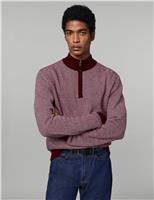 Wool Rich Half Zip Jumper with Cashmere