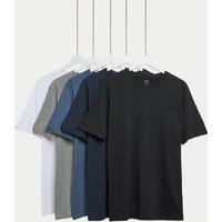 M&S 5 Pack Pure Cotton Crew Neck T-Shirts Denim Mix