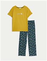 Pure Cotton Night Owl Slogan Pyjama Set