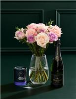 Mother s Day Peach Rose & Eucalyptus Bouquet with Champagne & Truffles