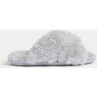 Faux Fur Crossover Slider Slippers