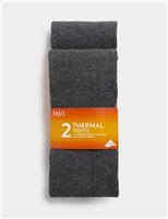 2pk Cotton Rich Thermal Tights (4-14 Yrs)
