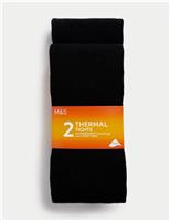 2pk Cotton Blend Thermal Tights (4-14 Yrs)