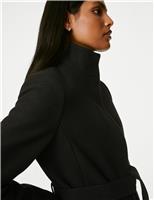 Belted Funnel Neck Trench Coat