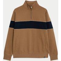 Pure Cotton Colour Block Half Zip Sweatshirt