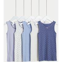 5pk Pure Cotton Stars & Plain Vests (2-14 Yrs)