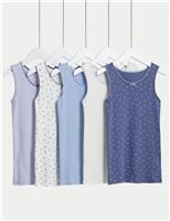 5pk Pure Cotton Stars & Plain Vests (2-14 Yrs)