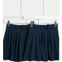 M&S 2 Pack Girls' Jersey Bow School Skirts (2-14 Yrs) Navy