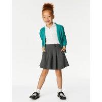 M&S 2 Pack Girls' Jersey Bow School Skirts (2-14 Yrs) Grey