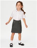 M&S 2 Pack Girls' Embroidered School Skirts (2-18 Yrs) Grey