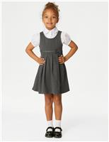 2pk Girls Jersey Bow School Pinafores (2-12 Yrs)