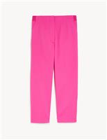 M&S Cotton Blend Slim Fit Cropped Trousers Dark Magenta