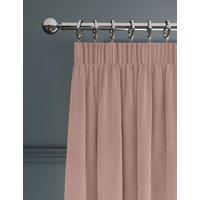 M&S Velvet Pencil Pleat Ultra Thermal Curtains Soft Pink
