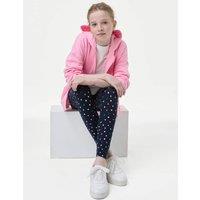 M&S Cotton Rich Heart Print Leggings (6-16 Yrs) Navy