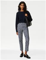 M&S Cotton Rich Geometric Slim Fit Trousers Blue Mix