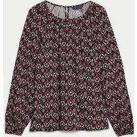 Printed Crew Neck Blouse