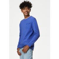 M&S Pure Cotton Textured Top (6-16 Yrs) Mid Blue