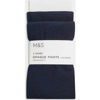 M&S 2 Pack 100 Denier School Tights (6-14 Yrs) Navy