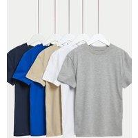 5pk Cotton Rich Plain T-Shirts (6-16 Yrs)