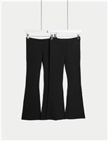 M&S 2 Pack Cotton Rich Flared Leggings (6-16 Yrs) Black