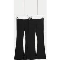 2pk Cotton Rich Flared Leggings (6-16 Yrs)