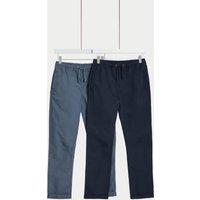 2pk Pure Cotton Trousers (6-16 Yrs)