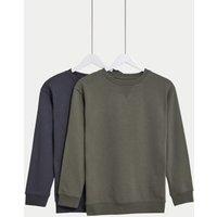 2pk Cotton Rich Plain Sweatshirts (6-16 Yrs)