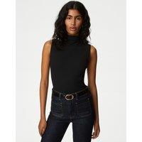 M&S Cotton Blend Funnel Neck Vest Black