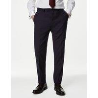 Slim Fit Pure Wool Herringbone Suit Trousers