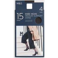 M&S 4pk 15 Denier Medium Support Knee Highs Nearly Black