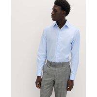 M&S SARTORIAL Regular Fit Luxury Cotton Twill Shirt Blue