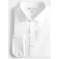 M&S Regular Fit Cotton Blend Double Cuff Shirt White