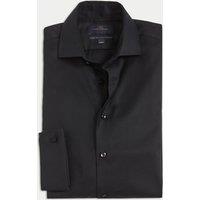 M&S SARTORIAL Regular Fit Luxury Cotton Double Cuff Twill Shirt Black
