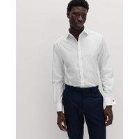 M&S Slim Fit Cotton Blend Double Cuff Shirt White