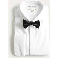 M&S Regular Fit Cotton Dress Shirt with Bow Tie White