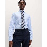 M&S SARTORIAL Slim Fit Luxury Cotton Double Cuff Twill Shirt Blue
