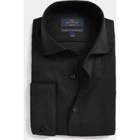 M&S SARTORIAL Slim Fit Luxury Cotton Double Cuff Twill Shirt Black