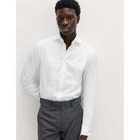 M&S SARTORIAL Slim Fit Luxury Cotton Double Cuff Twill Shirt White