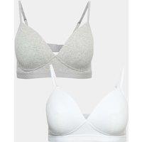M&S 2 Pack Non Wired Cotton Rich Ribbed First Bras AA-D White Mix
