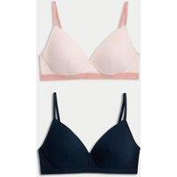 2pk Non Wired Cotton Rich Ribbed First Bras AA-D