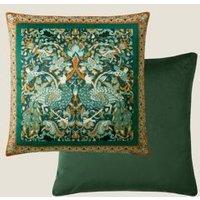 Velvet Peacock & Bird Cushion