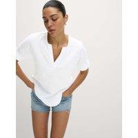 Pure Linen V-Neck Popover Blouse